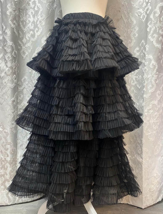 Long Black Ruffle Skirt