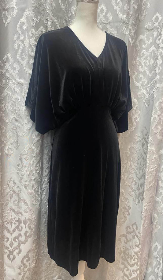 Velvet Kimono Dress - Black