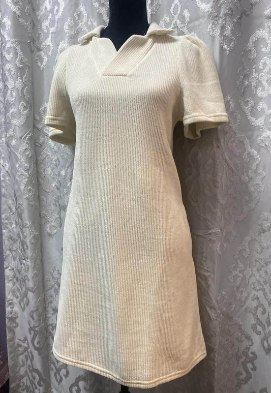 Chenille Collared Dress - Cream