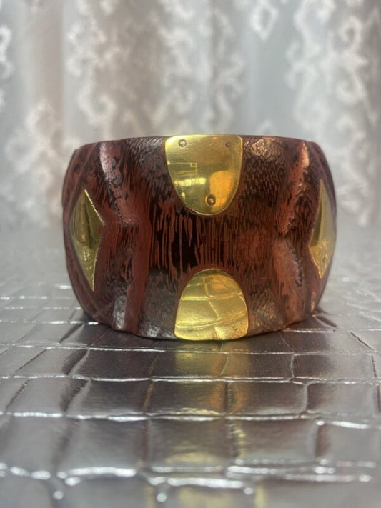 Wood bangle W Brass INlay 2"