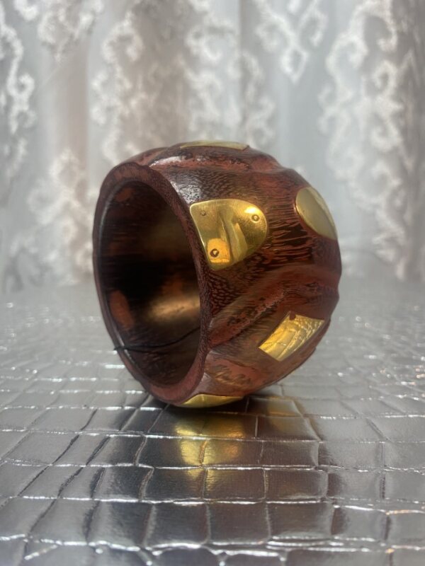 Wood bangle W Brass INlay 2"