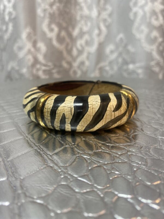 Buffalo Horn Bangle Animal Print W Brass