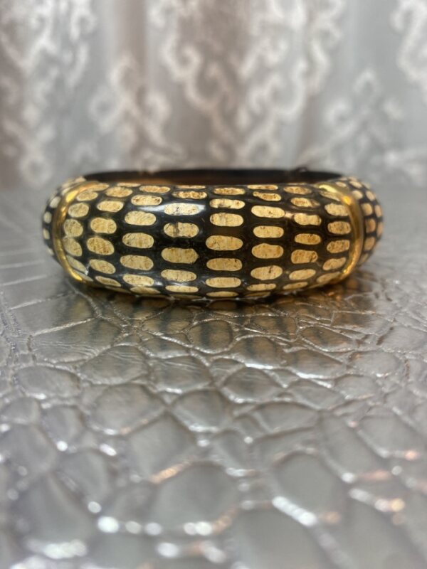 Buffalo Horn Bangle Animal Print W Brass - New Print