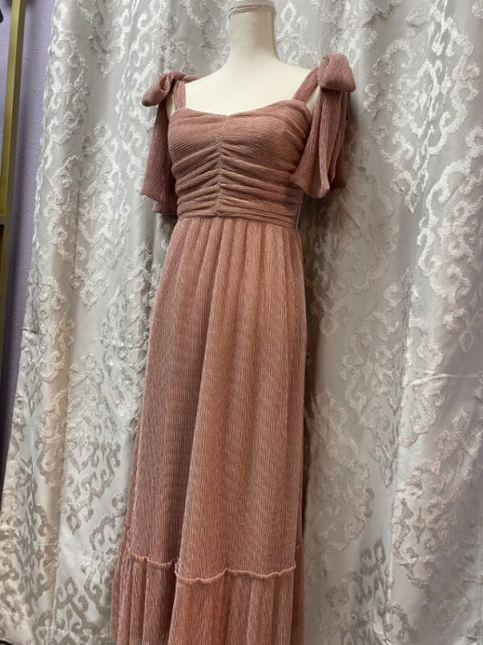 Metallic Pink Dress with Tie Straps