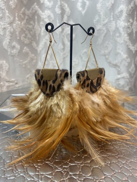 Feathered Leopard Earrings