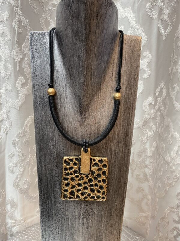 Black and gold Square Necklace