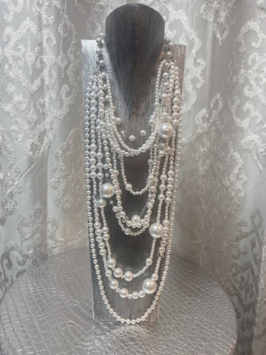 Multi Layered Pearls - White