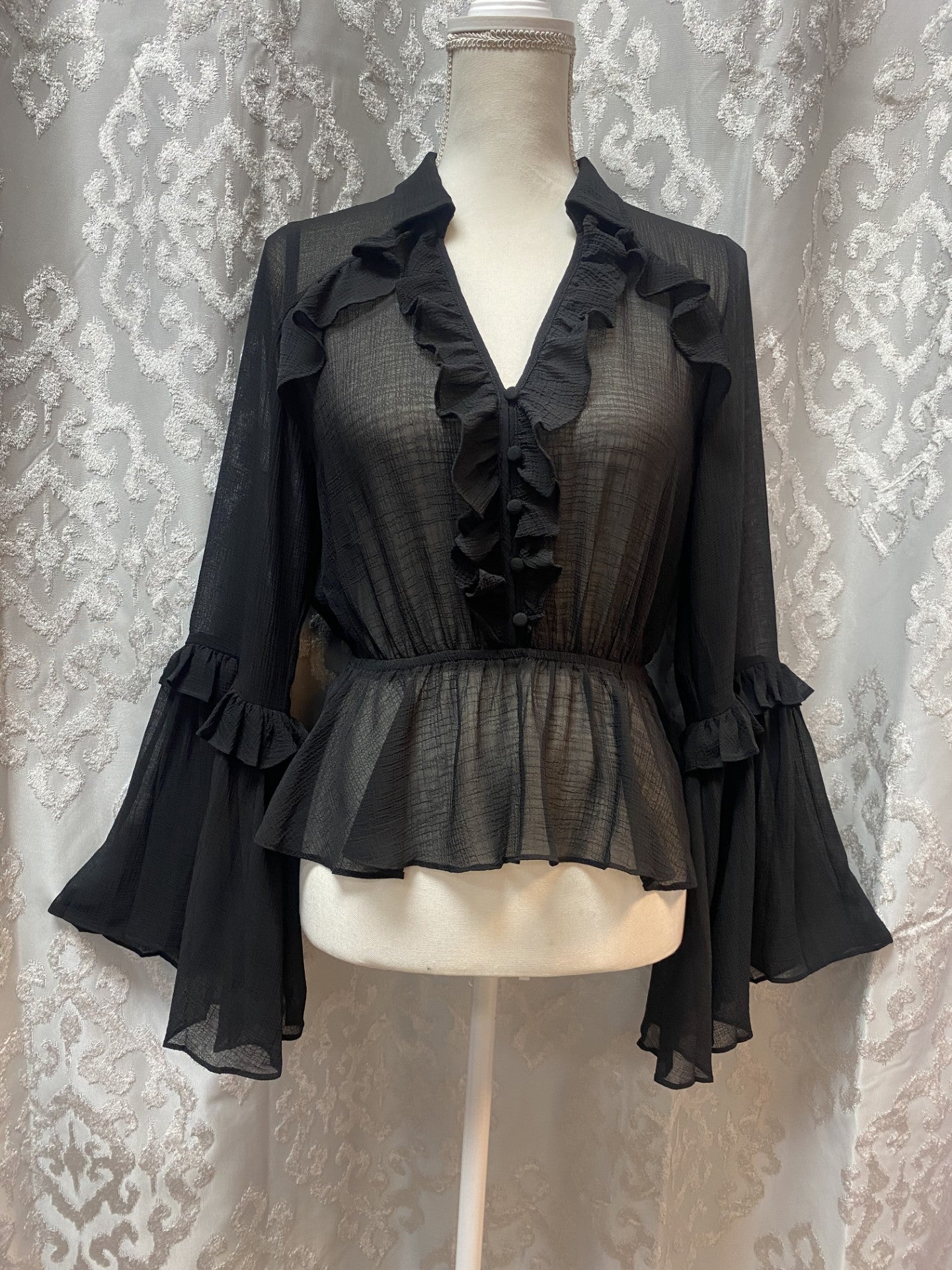 Black Ruffle Blouse