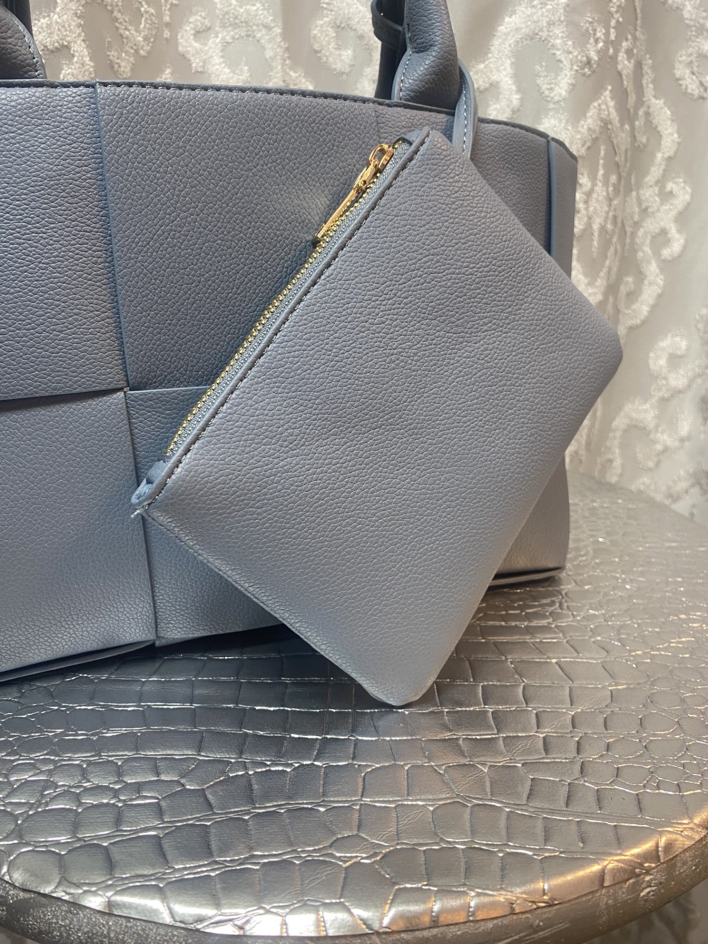 Blue Textured Purse