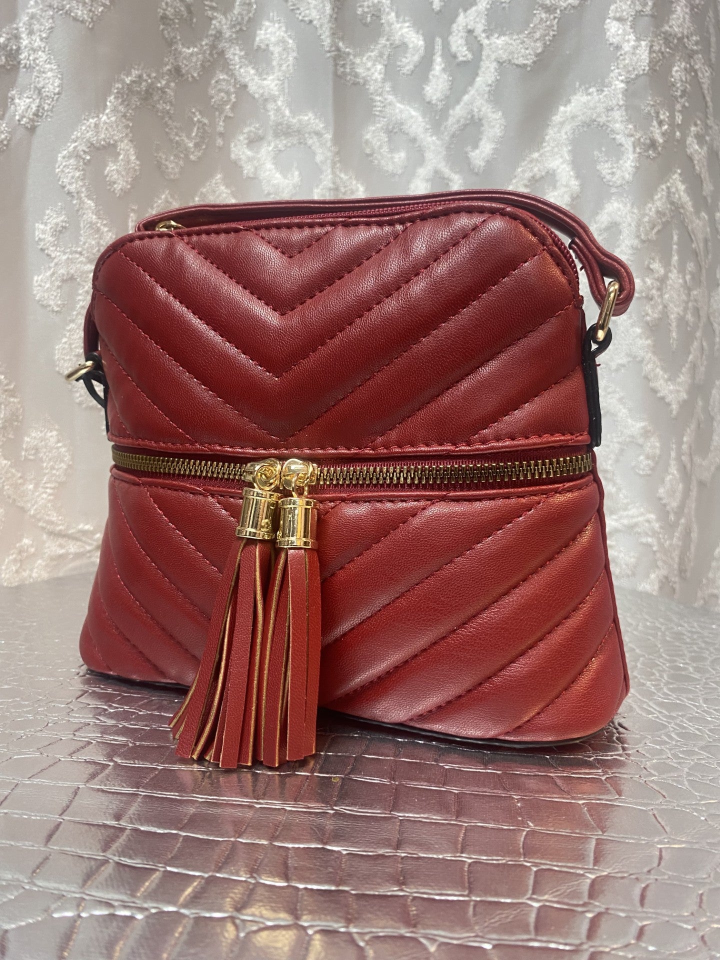 Red Purse with Tassles and strap