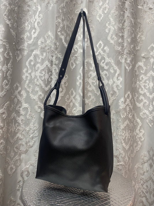 Black Leather Purse with Sall Canvas Bag